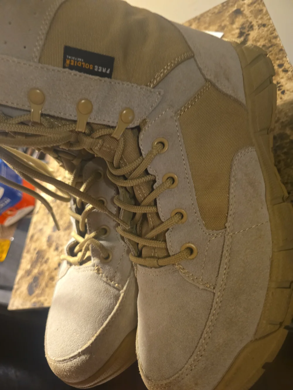 Free Soldier  Mens Tan ACC0014 Cordura Fabric Waterproof Combat Boots Size 10